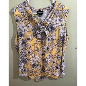 Liz Claiborne Women's Sleeveless Top with Tank Yellow Floral Size Large